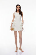 Lydie White Sleeveless Tiered Ruffled Mini Dress