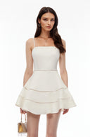 Mauricette White Off Shoulder Ruffled Mini Dress