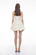 Mauricette White Off Shoulder Ruffled Mini Dress