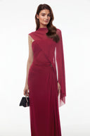 Jacinthe Red Off Shoulder Ruched Maxi Dress