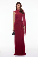 Jacinthe Red Off Shoulder Ruched Maxi Dress