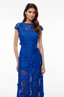 Jocelyne Blue Floral Appliqué Maxi Dress witn Cut-Outs