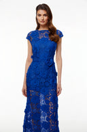Jocelyne Blue Floral Appliqué Maxi Dress witn Cut-Outs