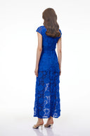 Jocelyne Blue Floral Appliqué Maxi Dress witn Cut-Outs