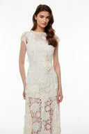 Jocelyne White Floral Appliqué Maxi Dress witn Cut-Outs