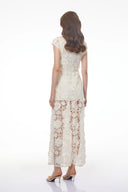Jocelyne White Floral Appliqué Maxi Dress witn Cut-Outs