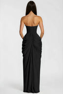 Kaylin Black Ruched Maxi Dress with Cross Front
