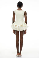 Stella White Square Neck Ruffled Mini Dress