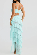 Celestia Mint Green Lace Braided Detail Top & Skirt Set