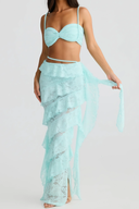 Celestia Mint Green Lace Braided Detail Top & Skirt Set