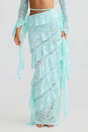Celestia Mint Green Lace Braided Detail Top & Skirt Set
