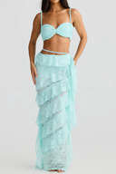 Celestia Mint Green Lace Braided Detail Top & Skirt Set