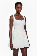Léonie White Ruffled Lace Mini Dress
