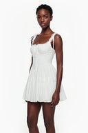 Léonie White Ruffled Lace Mini Dress