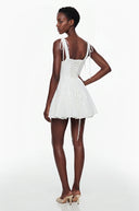 Léonie White Ruffled Lace Mini Dress