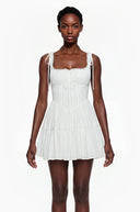 Léonie White Ruffled Lace Mini Dress