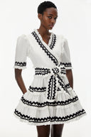 Isabelle White V-Neck Ruffled Mini Dress