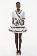 Isabelle White V-Neck Ruffled Mini Dress