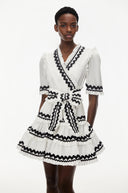 Isabelle White V-Neck Ruffled Mini Dress