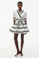 Isabelle White V-Neck Ruffled Mini Dress