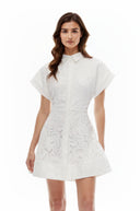Earlene White Floral Embroidered Lace Mini Dress