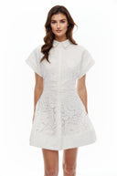 Earlene White Floral Embroidered Lace Mini Dress