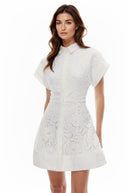 Earlene White Floral Embroidered Lace Mini Dress