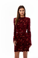 Lorraine Red Floral Embroidered Mini Dress