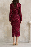 Lorraine Red Floral Embroidered Midi Dress