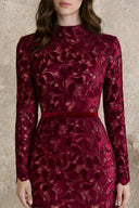 Lorraine Red Floral Embroidered Midi Dress