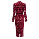 Lorraine Red Floral Embroidered Midi Dress