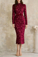 Lorraine Red Floral Embroidered Midi Dress