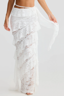 Celestia White Lace Braided Detail Top & Skirt Set