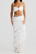 Celestia White Lace Braided Detail Top & Skirt Set
