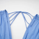 Velma petal-detail drawstring maxi dress in Blue