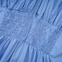 Velma petal-detail drawstring maxi dress in Blue