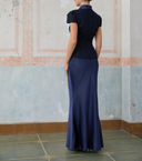 Jolene blue peplum-waist panelled maxi dress