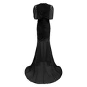 Sylvia Black Asymmetrical Ruched Mesh Maxi Dress