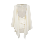 Seraphina Cream Satin Layered Mini Dress with Shawl Detail