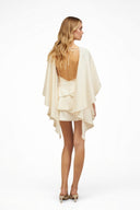 Seraphina Cream Satin Layered Mini Dress with Shawl Detail