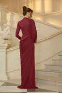 Anastasiya Red Asymmetrical Ruched Maxi Dress
