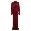 Anastasiya Red Asymmetrical Ruched Maxi Dress