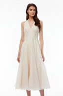 Svetlana White Lace Sweetheart Midi Dress