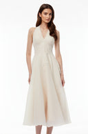 Svetlana White Lace Sweetheart Midi Dress