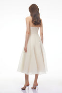 Svetlana White Lace Sweetheart Midi Dress