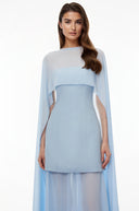 Zella Blue Chiffon Cape Maxi Dress
