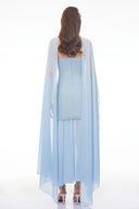 Zella Blue Chiffon Cape Maxi Dress