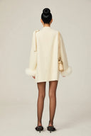 Coralie white wool fur bowknot coat