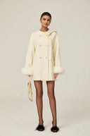 Coralie white wool fur bowknot coat