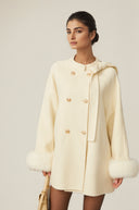 Coralie white wool fur bowknot coat